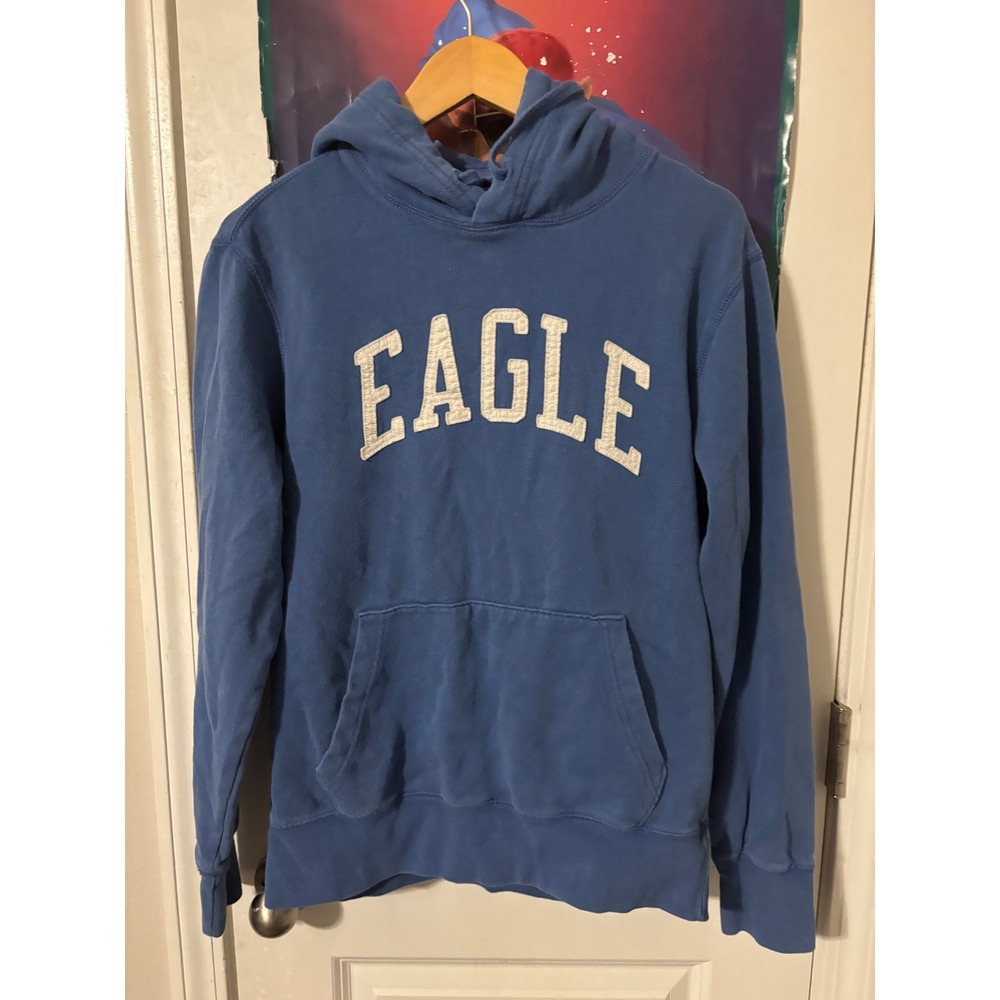 American Eagle Mens Blue Nelson Homestead Alaska 2022 Graphic Hoodie Small